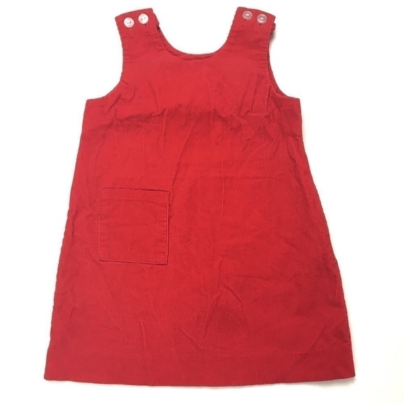 VINTAGE Dress Jumper Overalls Ribbed Corduroy Holiday Red Retro Imp Originals 4T - Picture 1 of 8